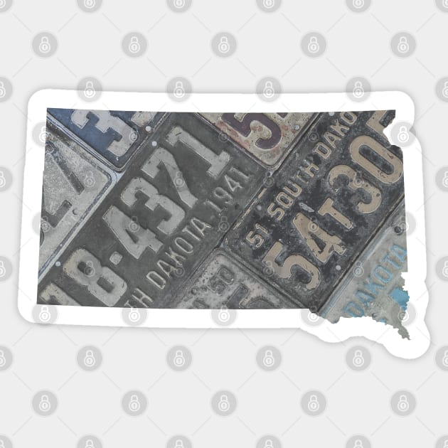 Vintage South Dakota License Plates Sticker by juniperandspruce